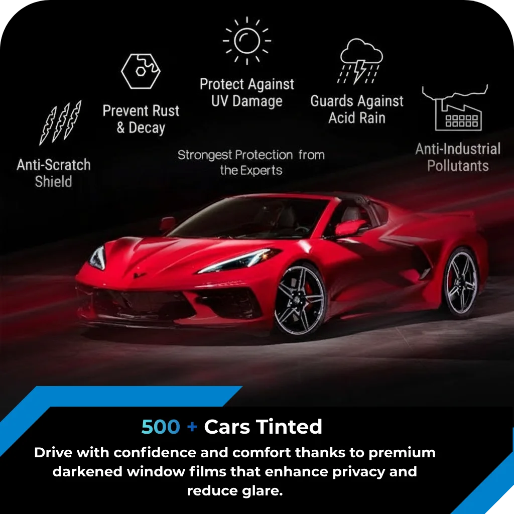 Premium car window tinting in London with UV protection, anti-scratch shield and advanced automotive film installation by MC Window Tinting.