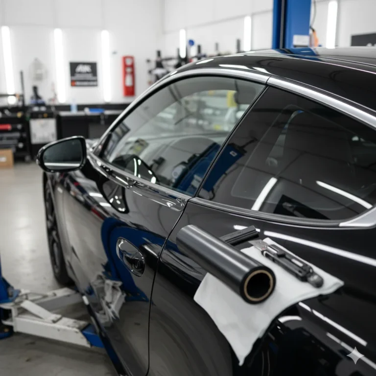 Professional dechroming and chrome delete service in London for blacking out trims and vehicle accents.